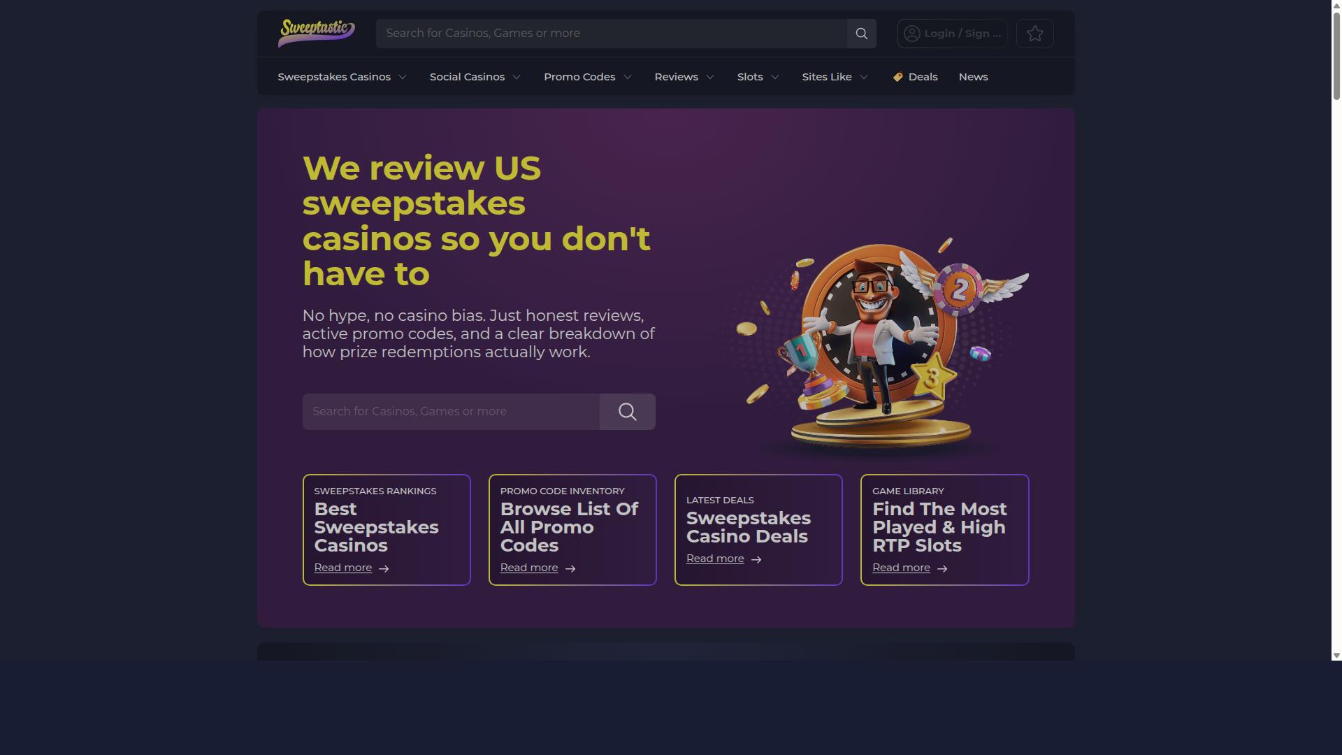 Sweeptastic website